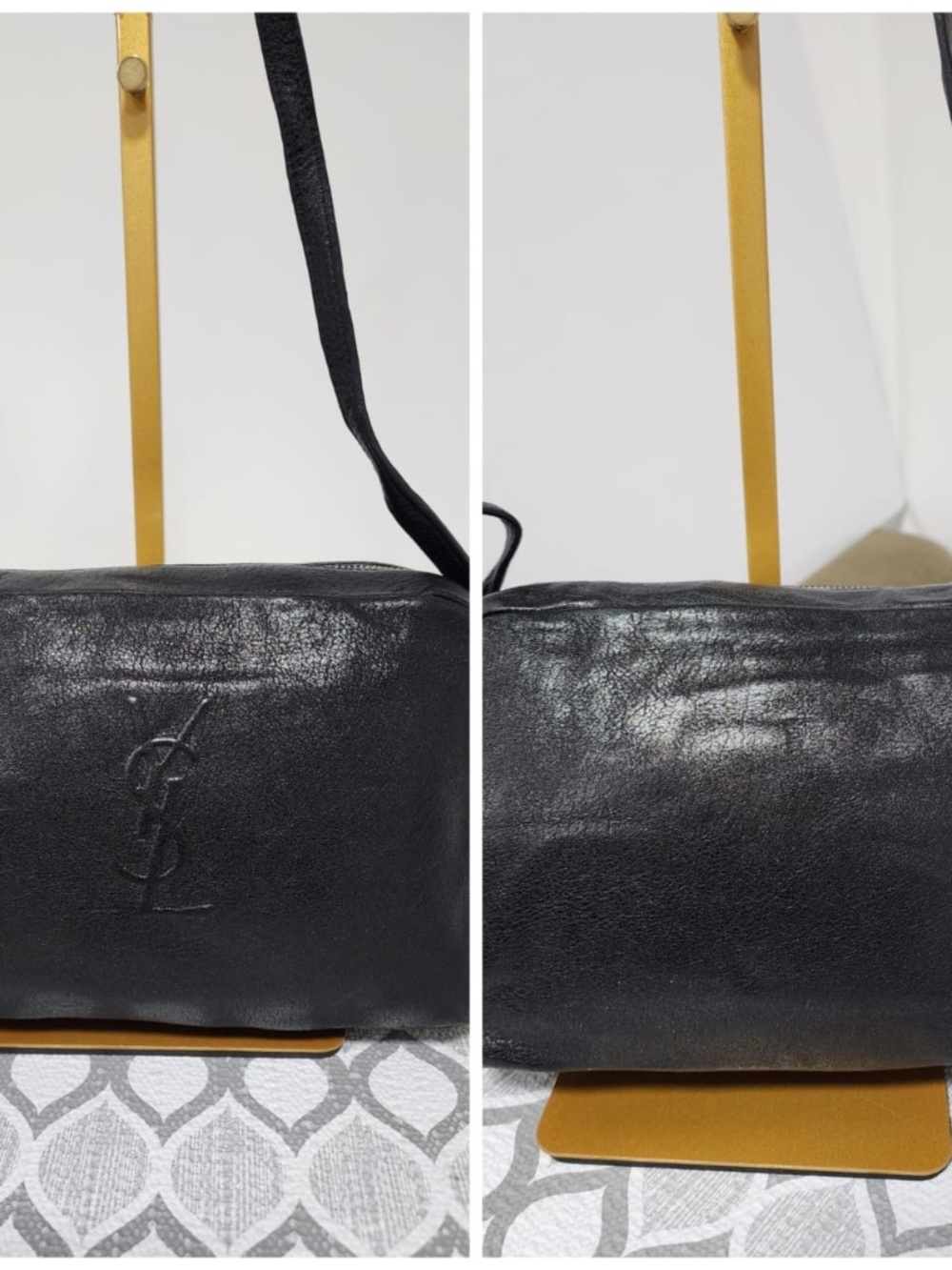 Authentic Saint Laurent Lambskin Monogram Small Lou Camera Bag Black - Picture 7 of 13